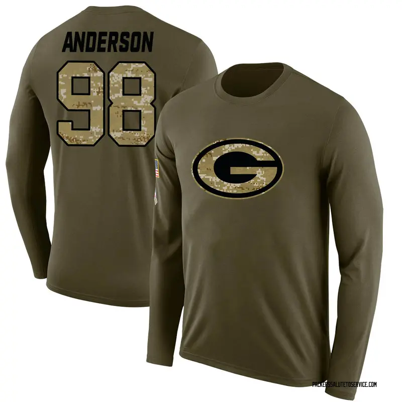 Men's Abdullah Anderson Green Bay Packers Legend Olive Salute to Service Sideline Long Sleeve T-Shirt