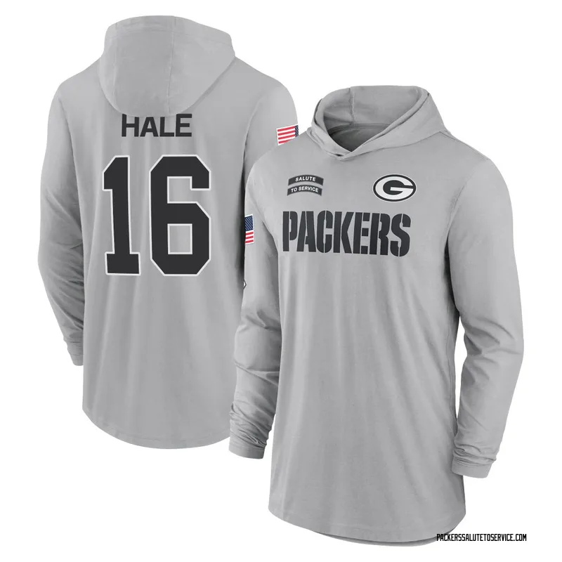 Men's Alex Hale Green Bay Packers Gray 2024 Salute to Service Lightweight Performance Long Sleeve Hooded T-Shirt