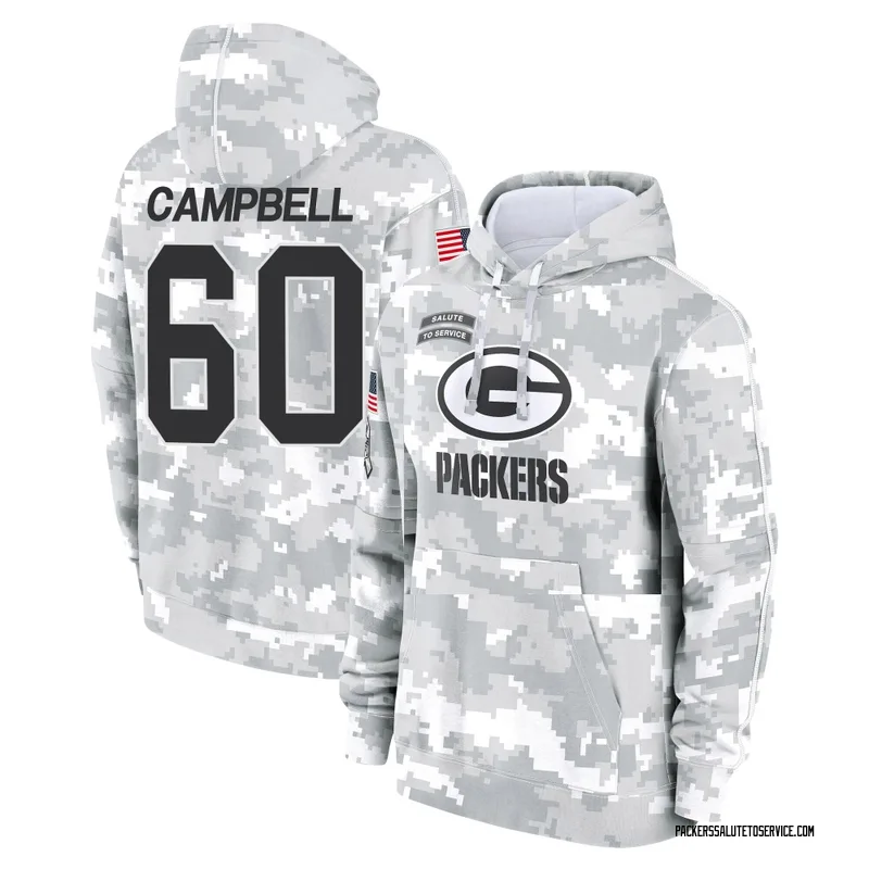 Men's Anthony Campbell Green Bay Packers Camo Arctic 2024 Salute to Service Club Fleece Pullover Hoodie
