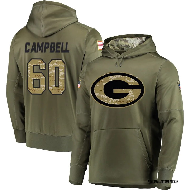 Men's Anthony Campbell Green Bay Packers Olive Salute to Service Pullover Hoodie