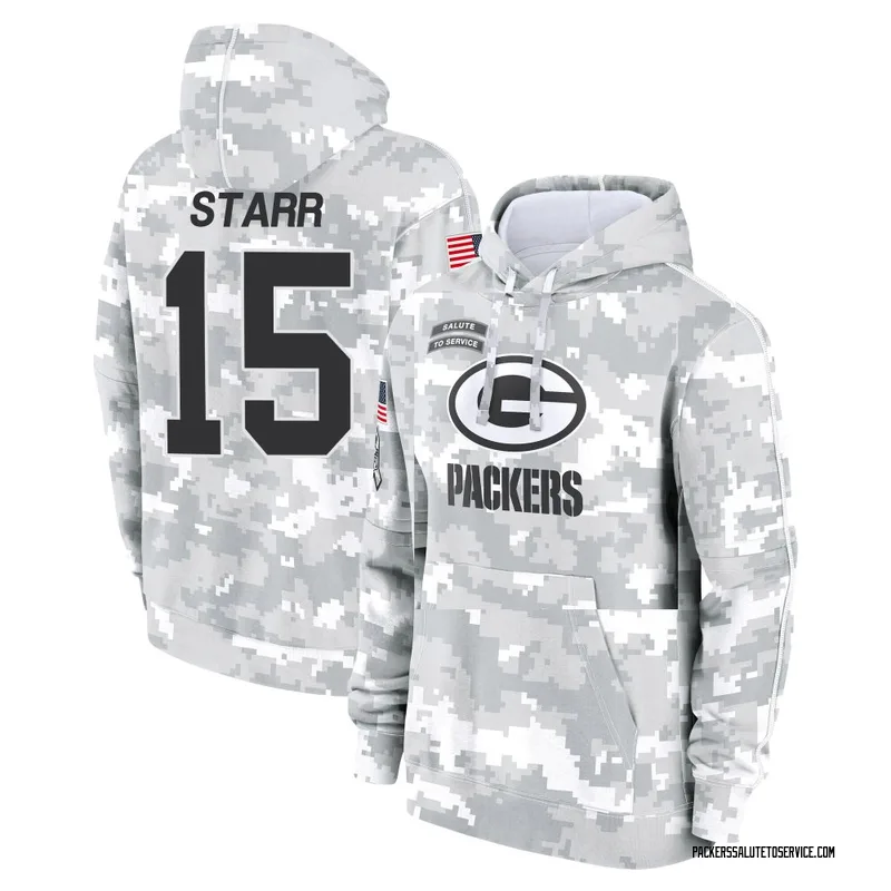 Men's Bart Starr Green Bay Packers Camo Arctic 2024 Salute to Service Club Fleece Pullover Hoodie