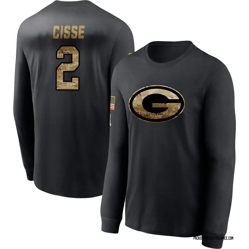 Men's Brandon Cisse Green Bay Packers Black 2020 Salute To Service Sideline Performance Long Sleeve T-Shirt