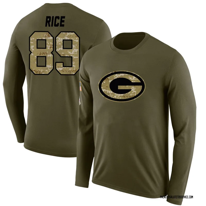 Men's Brenden Rice Green Bay Packers Legend Olive Salute to Service Sideline Long Sleeve T-Shirt