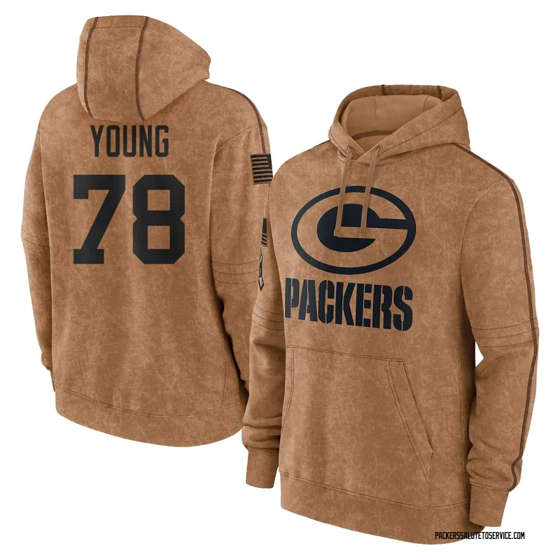 Men's Cameron Young Green Bay Packers Brown 2023 Salute To Service Club Pullover Hoodie