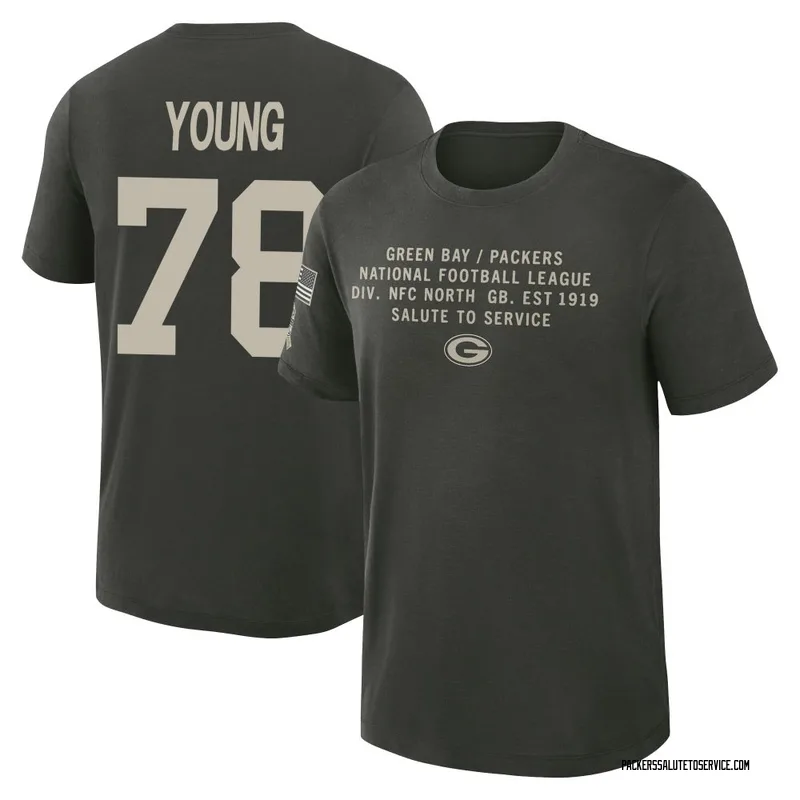 Men's Cameron Young Green Bay Packers Green Forest/ 2025 Salute to Service Sideline Slub T-Shirt