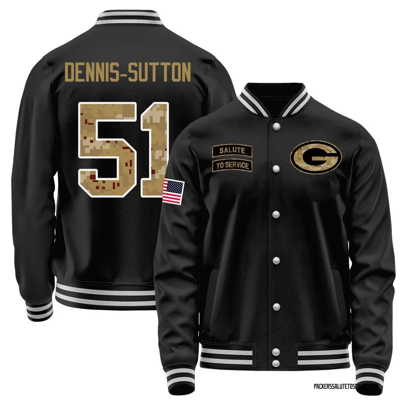 Men's Dani Dennis-Sutton Green Bay Packers Black Salute to Service Sideline Performance Jacket
