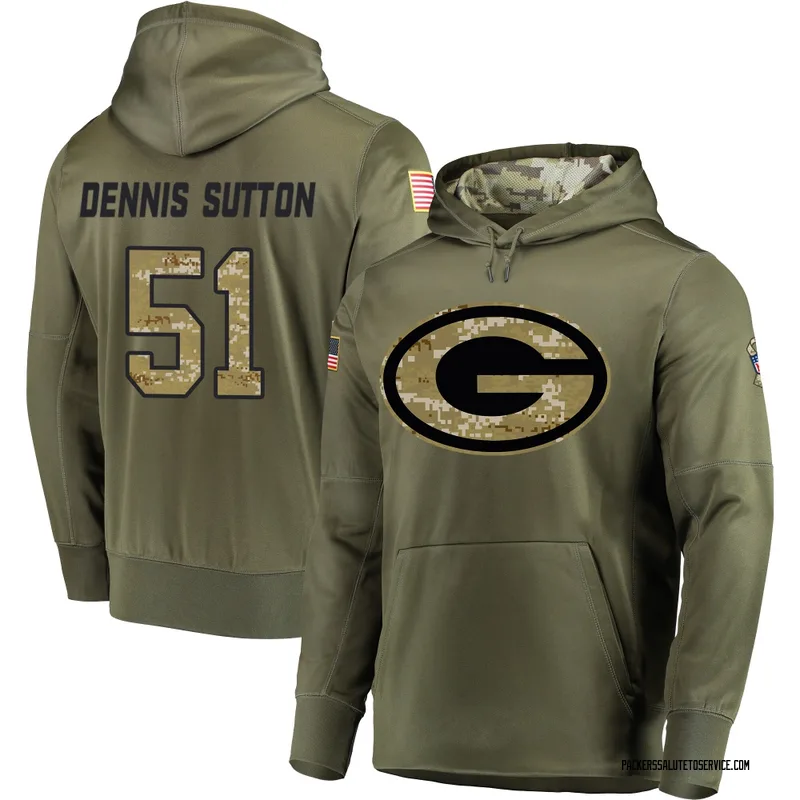 Men's Dani Dennis-Sutton Green Bay Packers Olive Salute to Service Pullover Hoodie