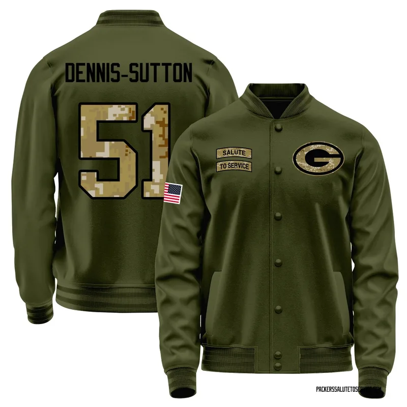 Men's Dani Dennis-Sutton Green Bay Packers Olive Salute to Service Sideline Performance Jacket