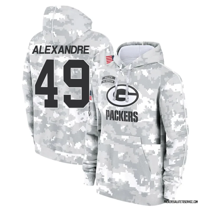 Men's Deslin Alexandre Green Bay Packers Camo Arctic 2024 Salute to Service Club Fleece Pullover Hoodie