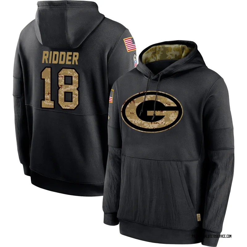 Men's Desmond Ridder Green Bay Packers Black 2020 Salute to Service Sideline Performance Pullover Hoodie