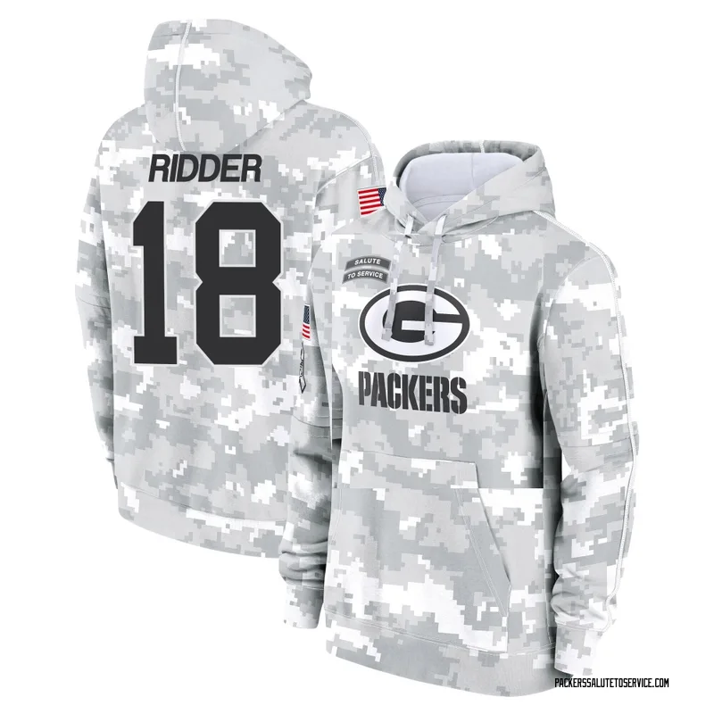 Men's Desmond Ridder Green Bay Packers Camo Arctic 2024 Salute to Service Club Fleece Pullover Hoodie