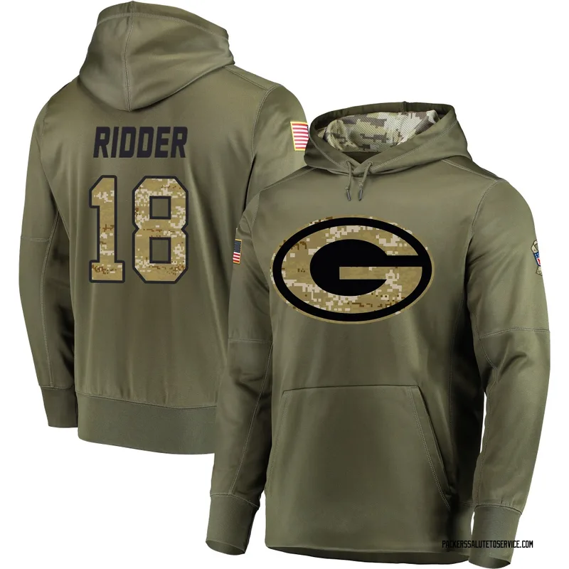 Men's Desmond Ridder Green Bay Packers Olive Salute to Service Pullover Hoodie