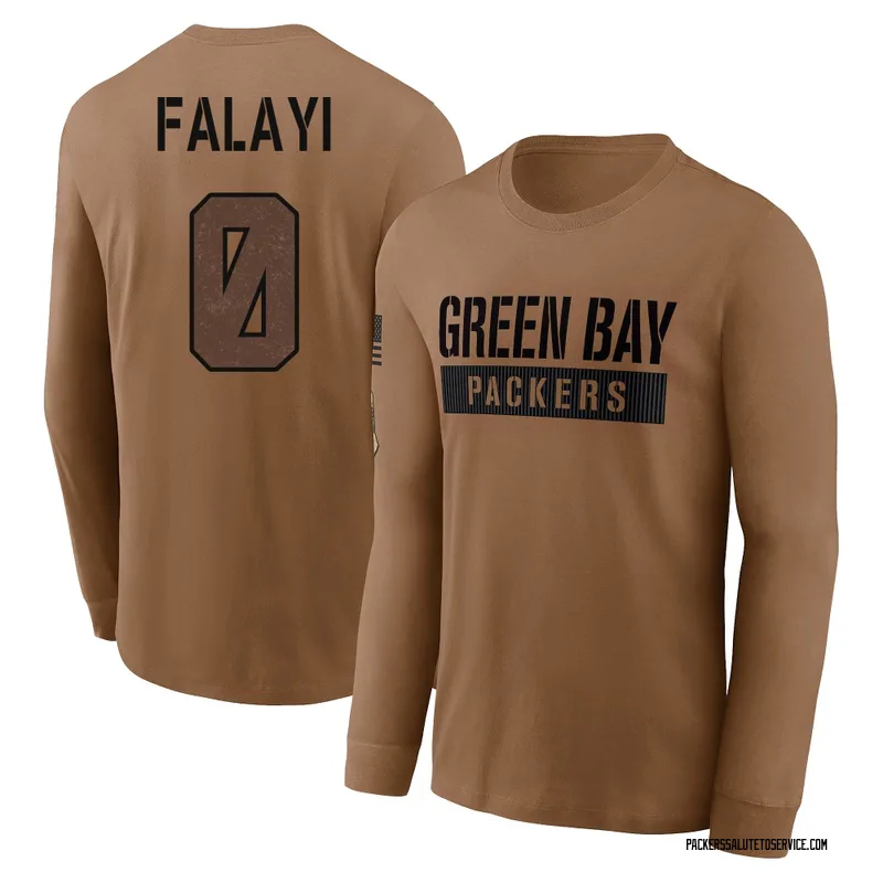 Men's Eni Falayi Green Bay Packers Brown 2023 Salute To Service Long Sleeve T-Shirt