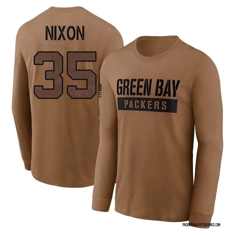 Men's Jaden Nixon Green Bay Packers Brown 2023 Salute To Service Long Sleeve T-Shirt