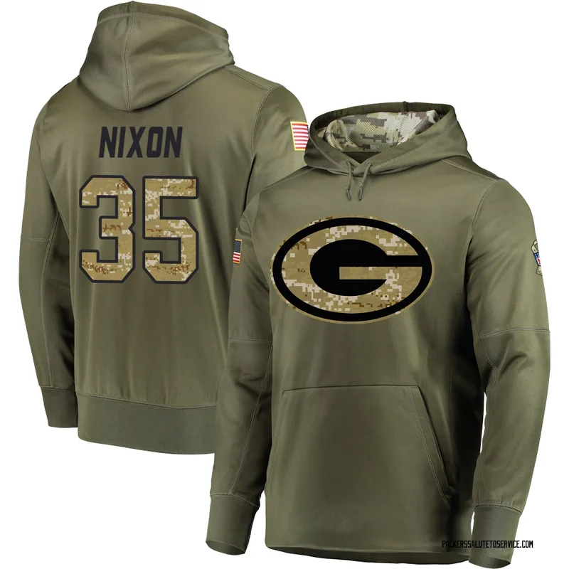 Men's Jaden Nixon Green Bay Packers Olive Salute to Service Pullover Hoodie