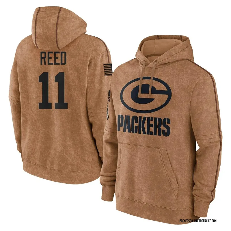 Men's Jayden Reed Green Bay Packers Brown 2023 Salute To Service Club Pullover Hoodie