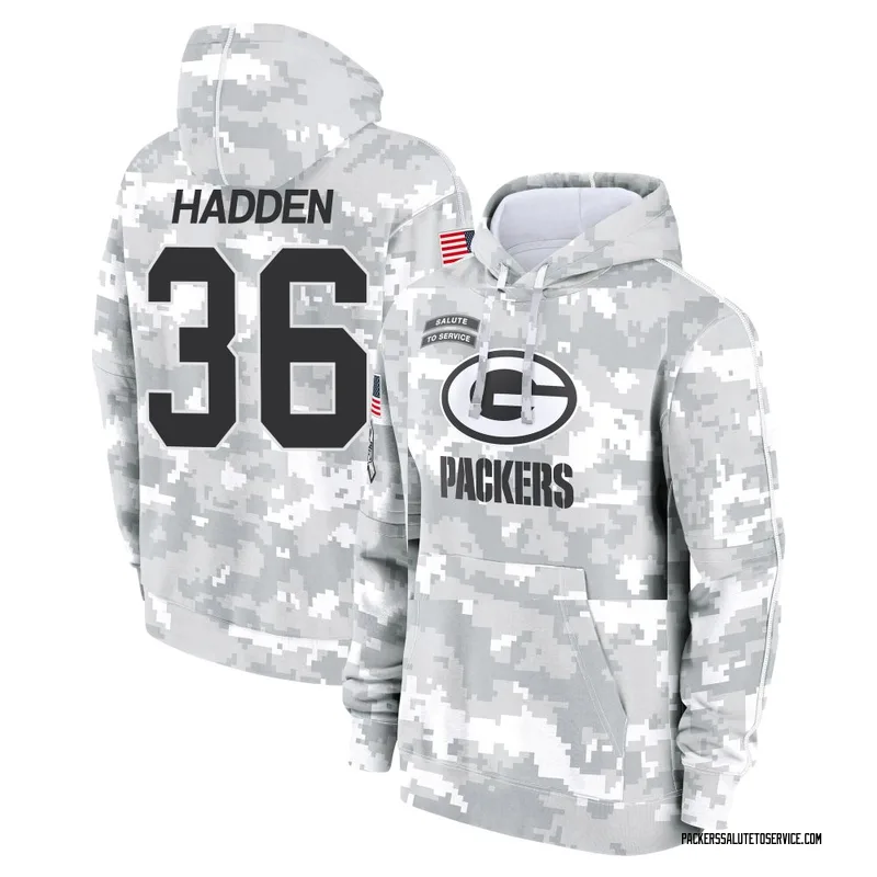 Men's Kamal Hadden Green Bay Packers Camo Arctic 2024 Salute to Service Club Fleece Pullover Hoodie