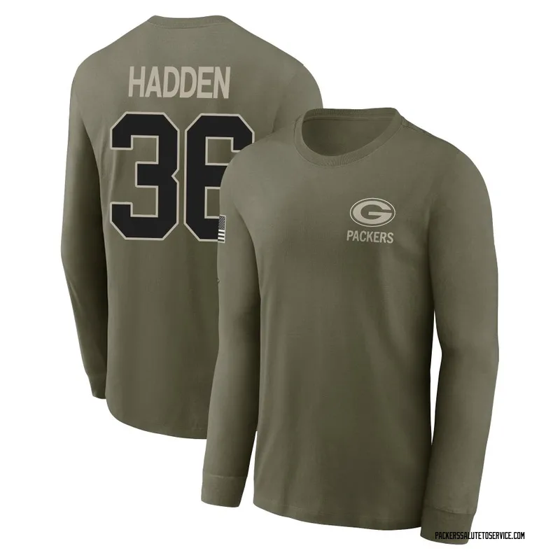 Men's Kamal Hadden Green Bay Packers Olive 2025 Salute to Service Sideline Long Sleeve T-Shirt