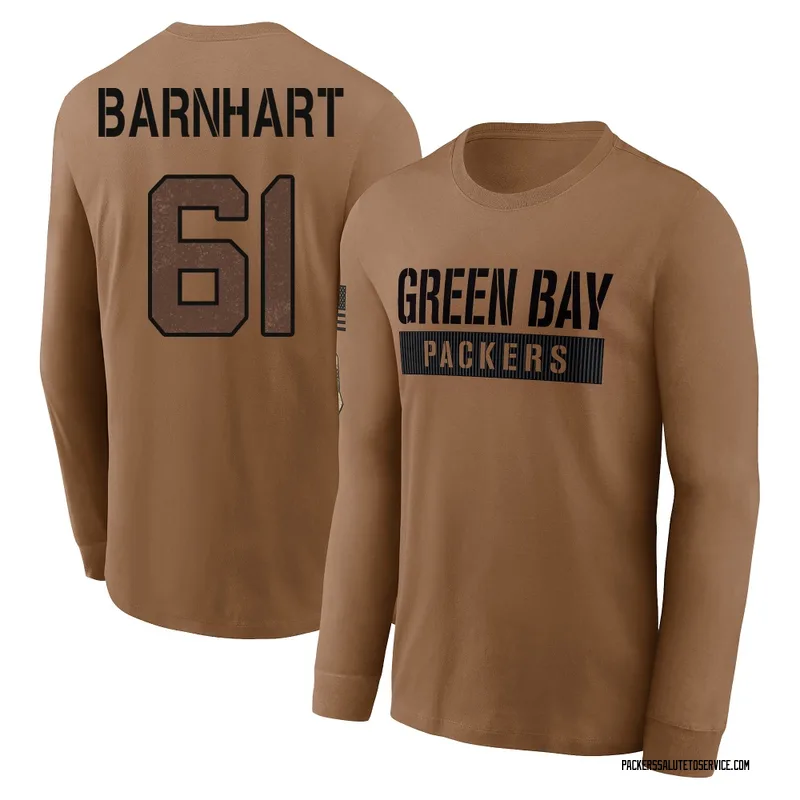 Men's Karsen Barnhart Green Bay Packers Brown 2023 Salute To Service Long Sleeve T-Shirt