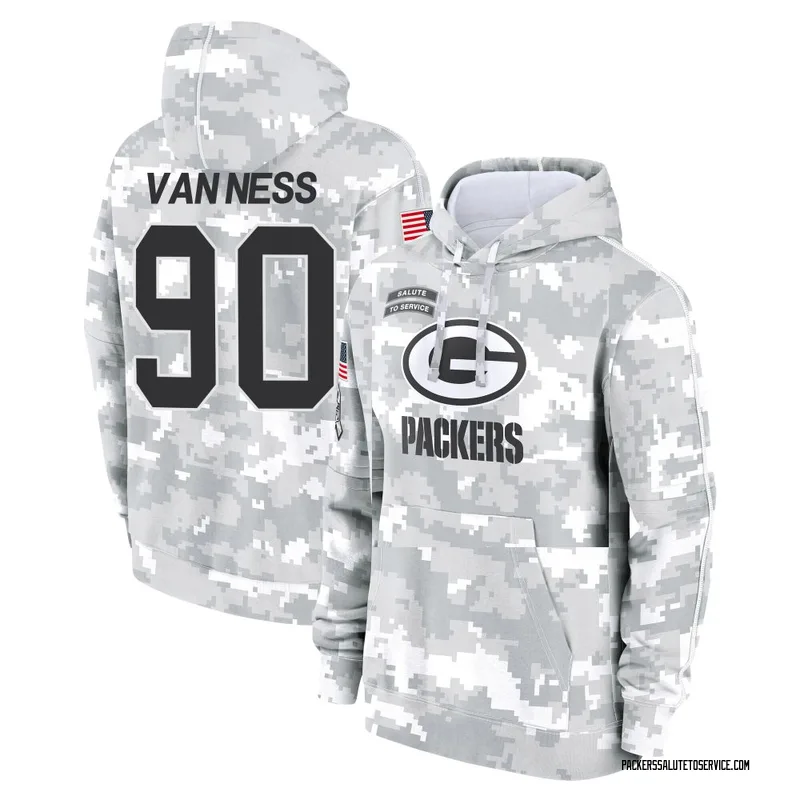 Men's Lukas Van Ness Green Bay Packers Camo Arctic 2024 Salute to Service Club Fleece Pullover Hoodie