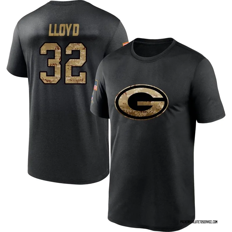 Men's MarShawn Lloyd Green Bay Packers Black 2020 Salute To Service Performance T-Shirt