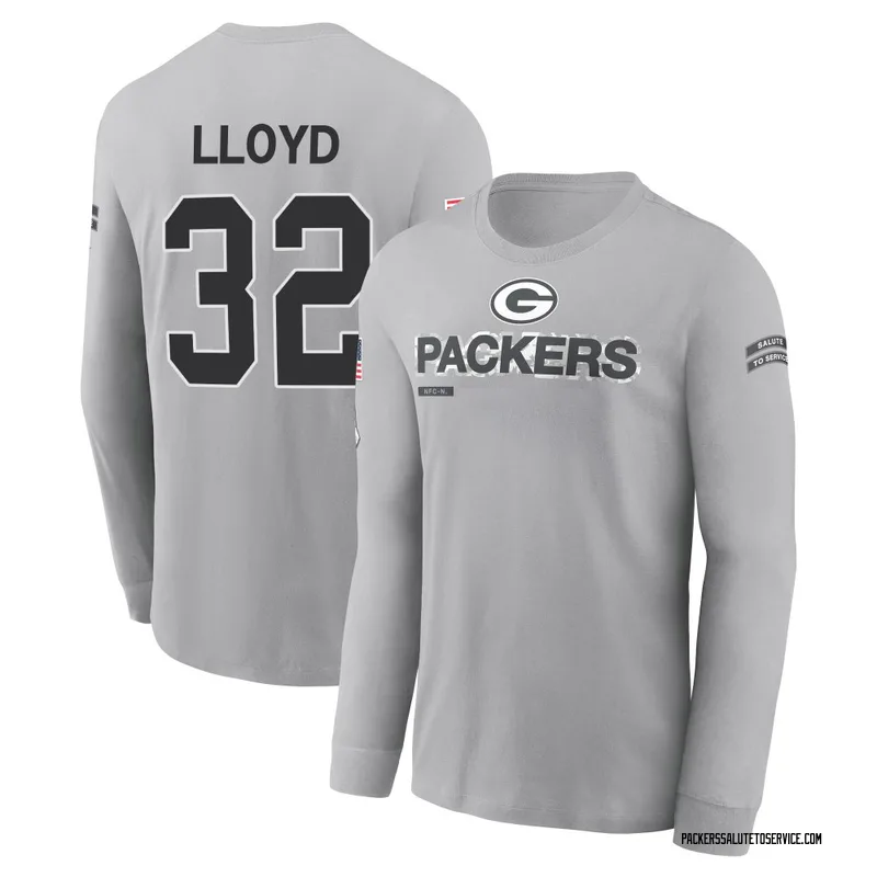 Men's MarShawn Lloyd Green Bay Packers Gray 2024 Salute to Service Long Sleeve T-Shirt