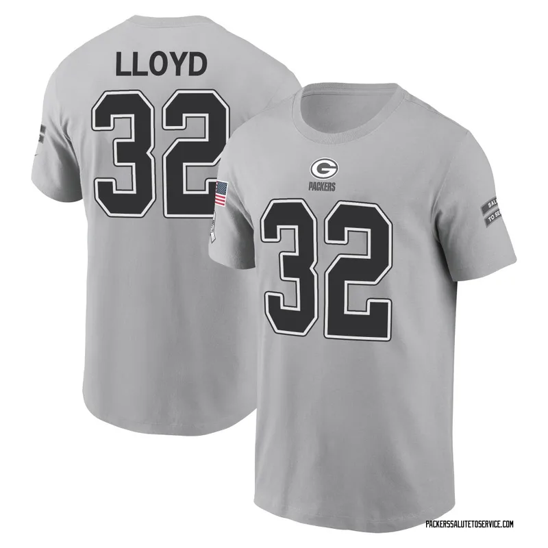 Men's MarShawn Lloyd Green Bay Packers Gray 2024 Salute to Service Name & Number T-Shirt