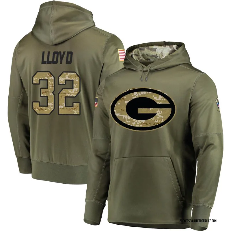Men's MarShawn Lloyd Green Bay Packers Olive Salute to Service Pullover Hoodie