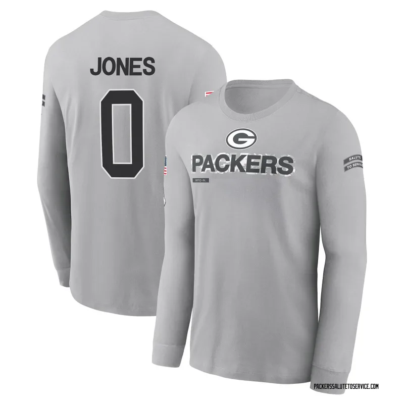 Men's Marlon Jones Green Bay Packers Gray 2024 Salute to Service Long Sleeve T-Shirt