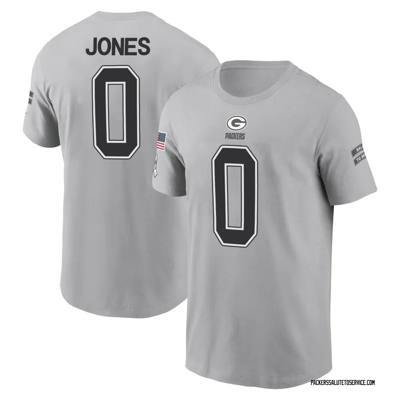 Men's Marlon Jones Green Bay Packers Gray 2024 Salute to Service Name & Number T-Shirt