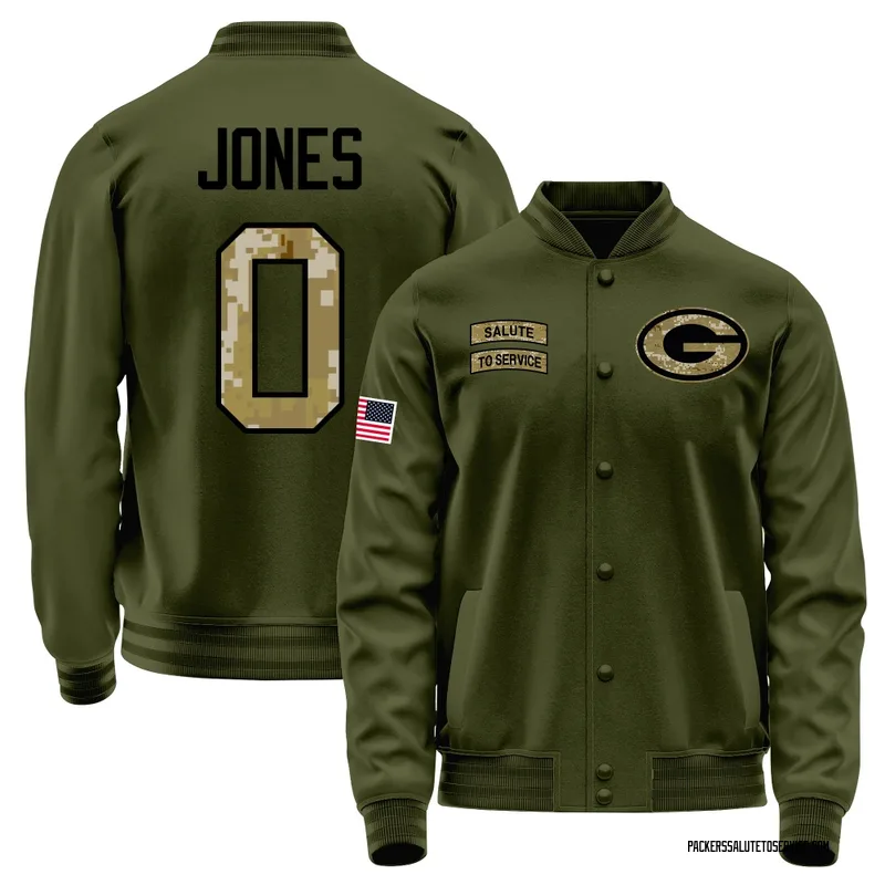 Men's Marlon Jones Green Bay Packers Olive Salute to Service Sideline Performance Jacket
