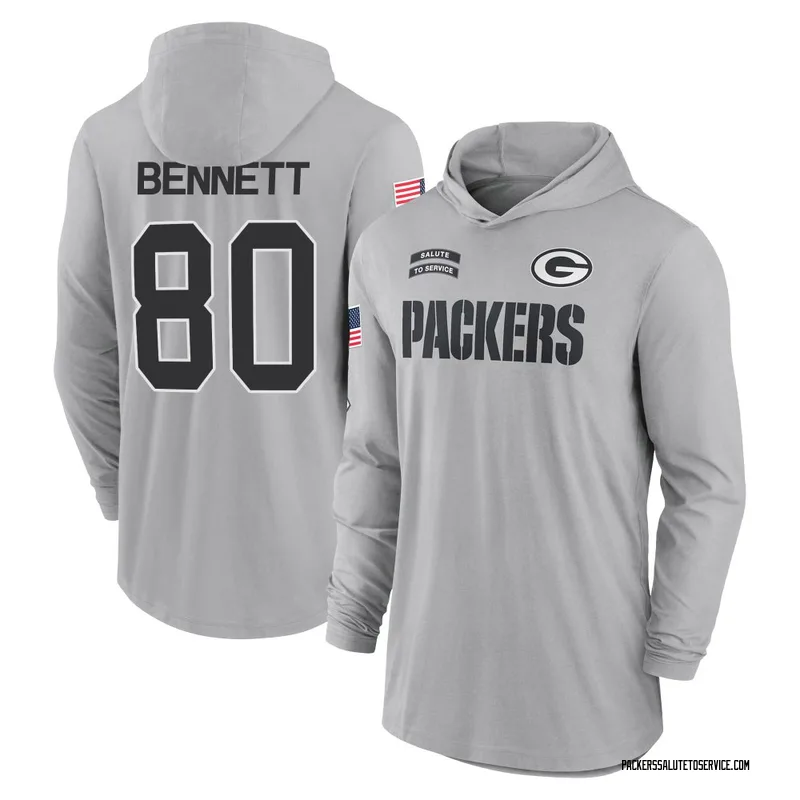 Men's Martellus Bennett Green Bay Packers Gray 2024 Salute to Service Lightweight Performance Long Sleeve Hooded T-Shirt