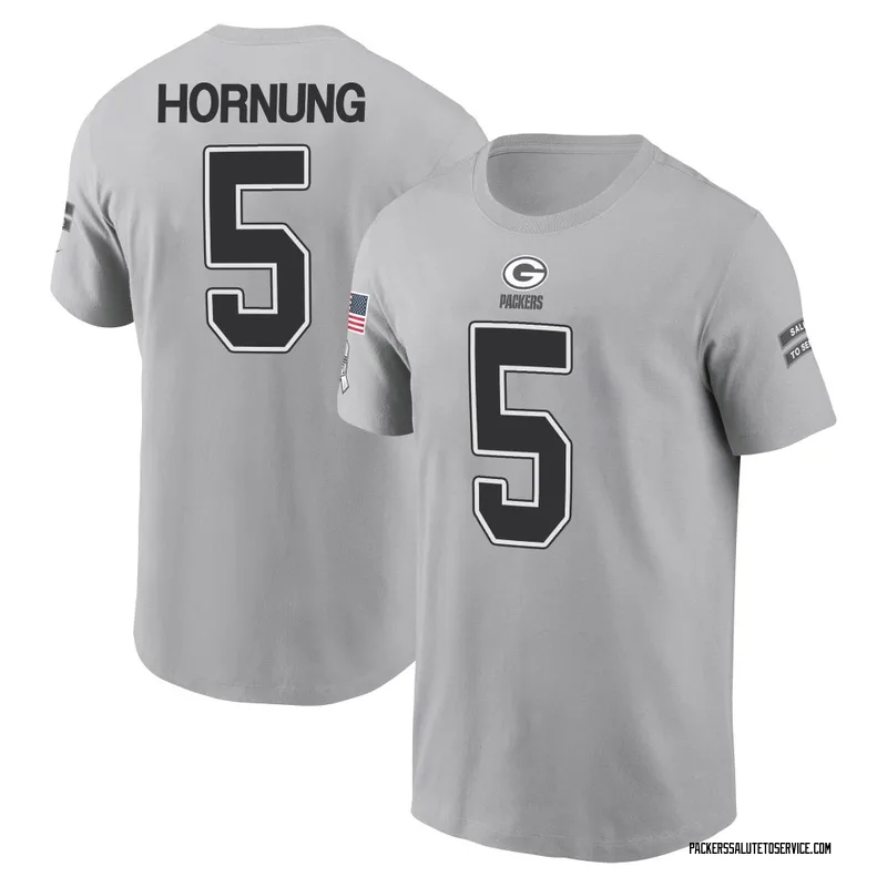 Men's Paul Hornung Green Bay Packers Gray 2024 Salute to Service Name & Number T-Shirt