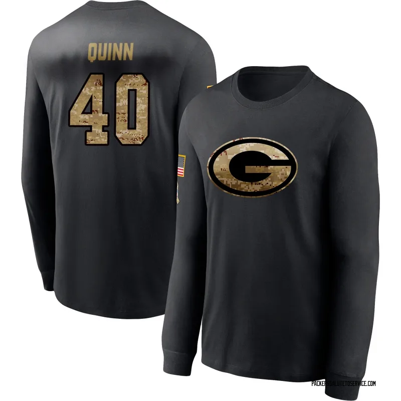 Men's TJ Quinn Green Bay Packers Black 2020 Salute To Service Sideline Performance Long Sleeve T-Shirt