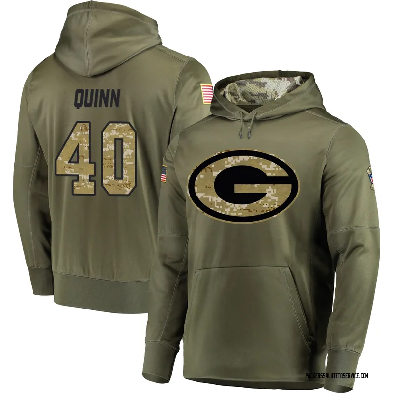 Men's TJ Quinn Green Bay Packers Olive Salute to Service Pullover Hoodie