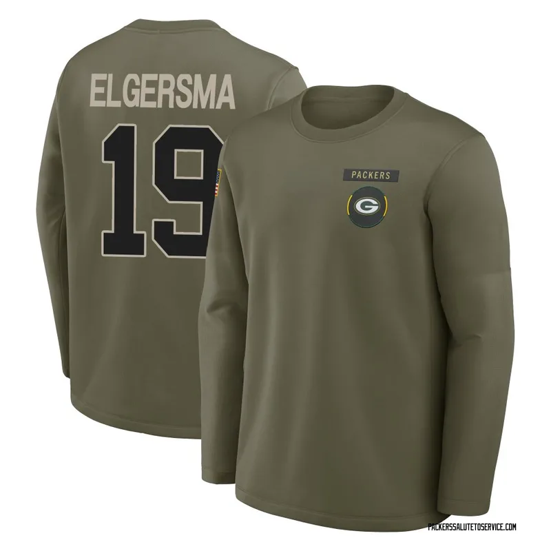 Men's Taylor Elgersma Green Bay Packers Olive 2025 Salute to Service Sideline Coaches Long Sleeve T-Shirt