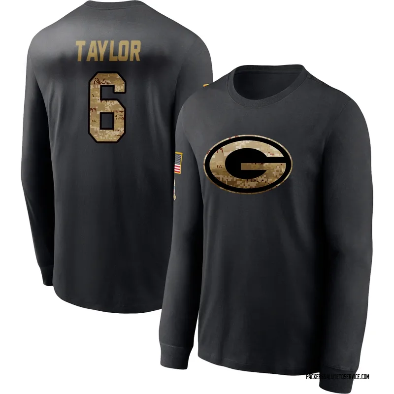 Men's Tyrod Taylor Green Bay Packers Black 2020 Salute To Service Sideline Performance Long Sleeve T-Shirt
