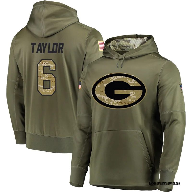 Men's Tyrod Taylor Green Bay Packers Olive Salute to Service Pullover Hoodie