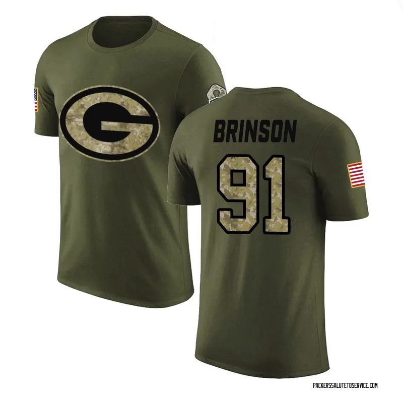 Men's Warren Brinson Green Bay Packers Legend Olive Salute to Service T-Shirt