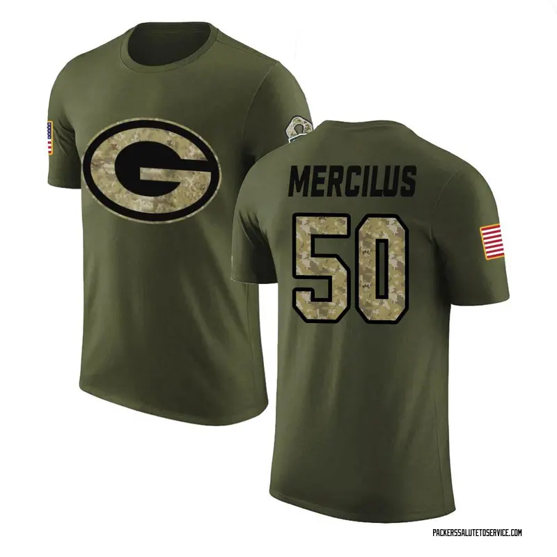 Men's Whitney Mercilus Green Bay Packers Legend Olive Salute to Service T-Shirt