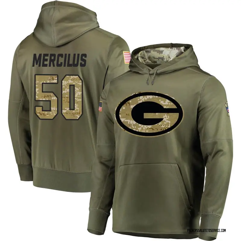 Men's Whitney Mercilus Green Bay Packers Olive Salute to Service Pullover Hoodie