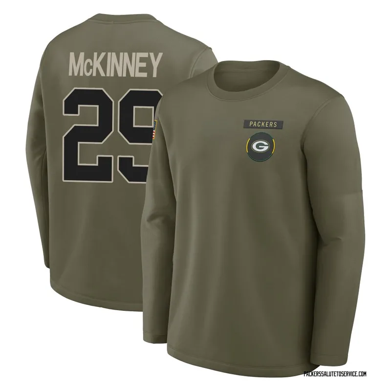 Men's Xavier McKinney Green Bay Packers Olive 2025 Salute to Service Sideline Coaches Long Sleeve T-Shirt
