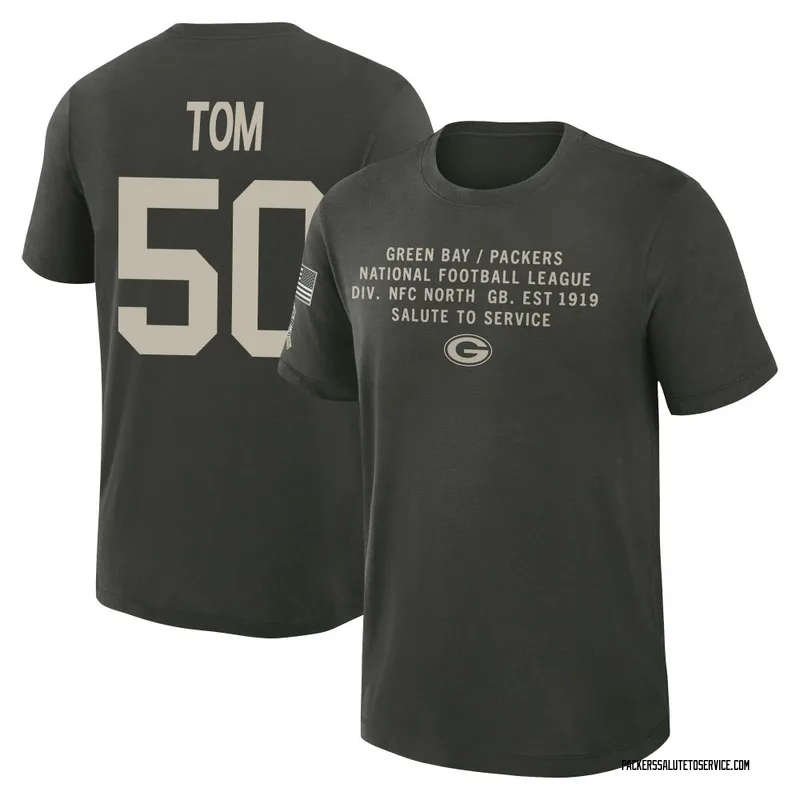 Men's Zach Tom Green Bay Packers Green Forest/ 2025 Salute to Service Sideline Slub T-Shirt