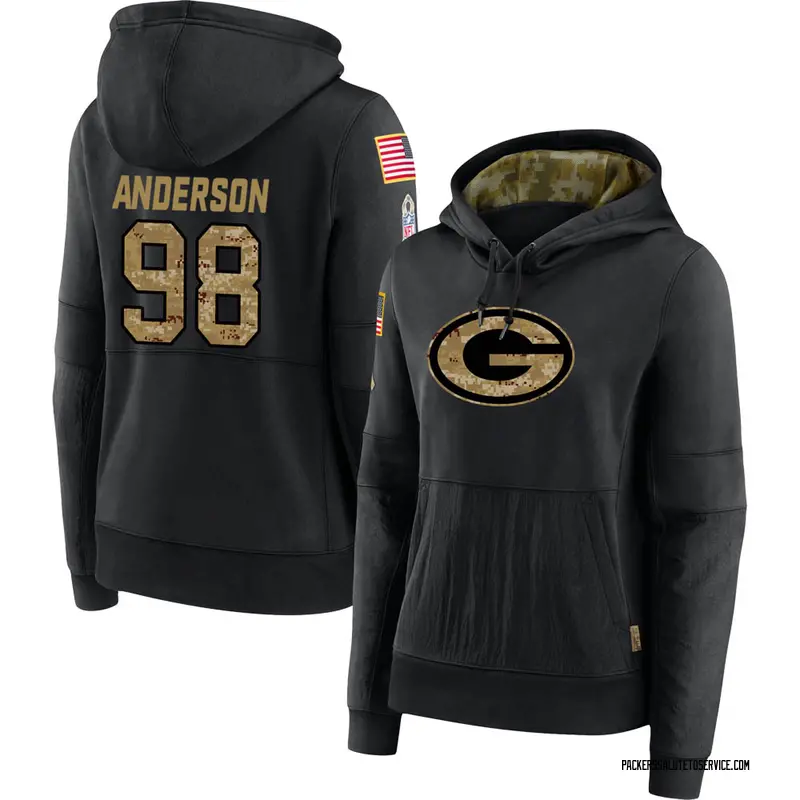 Women's Abdullah Anderson Green Bay Packers Black 2020 Salute to Service Sideline Performance Pullover Hoodie