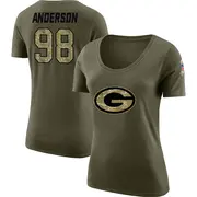 Women's Abdullah Anderson Green Bay Packers Legend Olive Salute to Service Scoop Neck T-Shirt