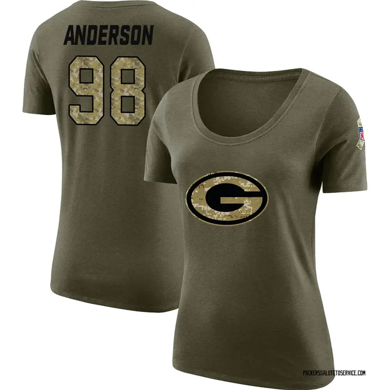 Women's Abdullah Anderson Green Bay Packers Legend Olive Salute to Service Scoop Neck T-Shirt