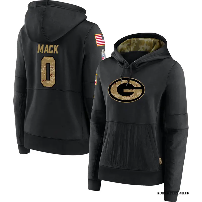 Women's Alize Mack Green Bay Packers Black 2020 Salute to Service Sideline Performance Pullover Hoodie