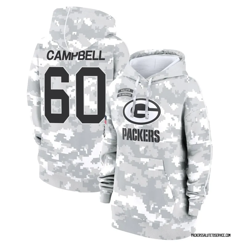 Women's Anthony Campbell Green Bay Packers Camo Arctic 2024 Salute to Service Club Fleece Pullover Hoodie