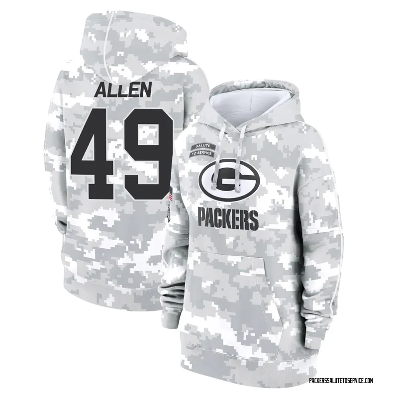 Women's Austin Allen Green Bay Packers Camo Arctic 2024 Salute to Service Club Fleece Pullover Hoodie