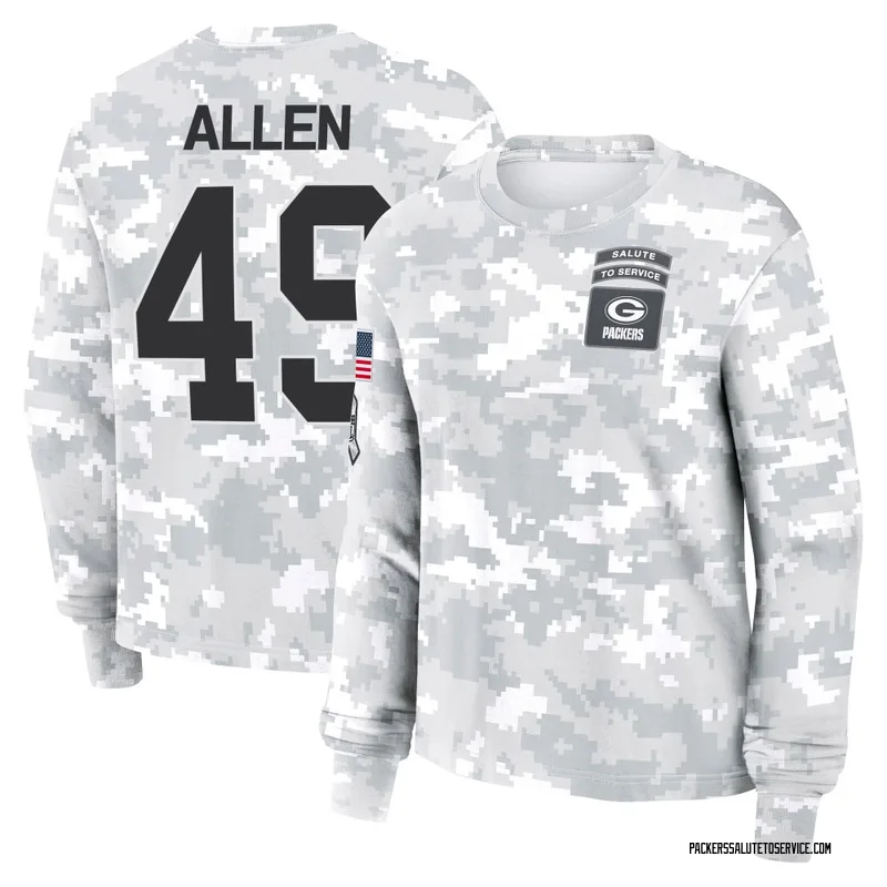 Women's Austin Allen Green Bay Packers Camo Arctic 2024 Salute to Service Long Sleeve T-Shirt